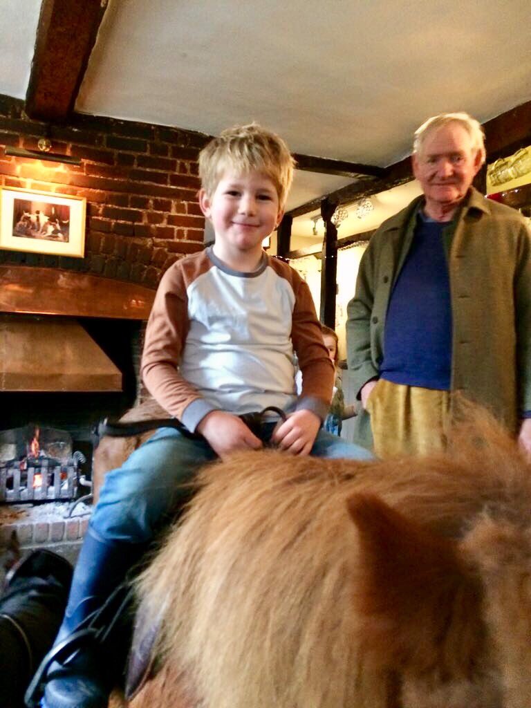 Great photo from a couple of weeks ago of smallest Bonner mounted  in <a href="/blackhorseherts/">Black Horse</a> with Master Ted looking on