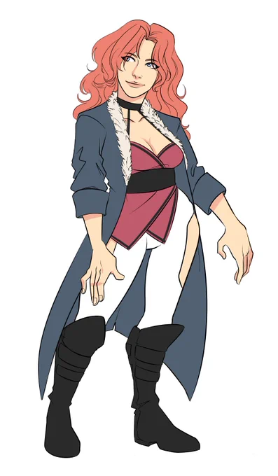 Character mix thingy for @TanukiMaria ! She was really fun to draw even if shhe's not very reminiscent of the characters haha I also wanted to give her a sword or guns but i couldn't decide 