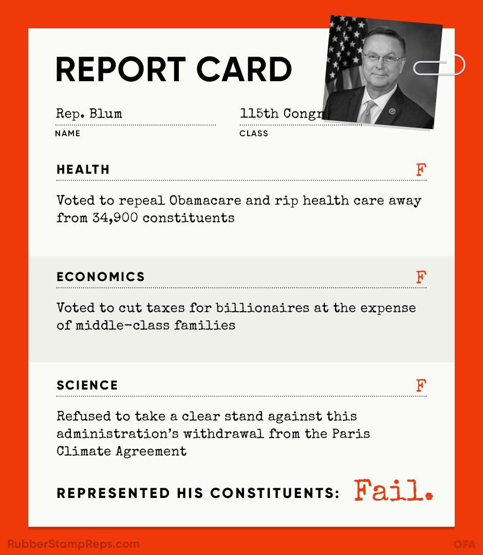 tarduini's tweet image. .@RepRodBlum didn&apos;t represent us in 2017. He rubber-stamped the White House&apos;s dangerous agenda, and in 2018 it&apos;s time to hold him accountable. Nothing proven about voodoo economics, Mr. Blum.