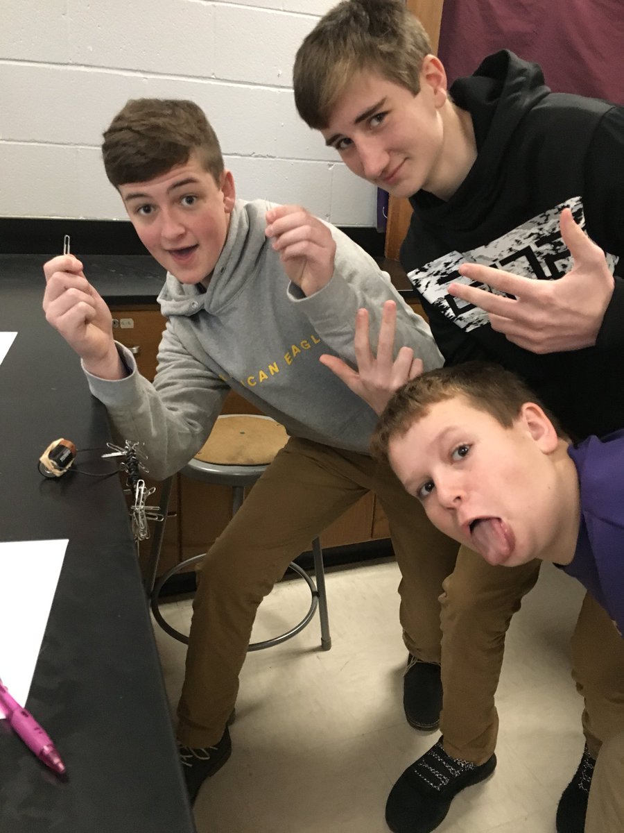 MrGrable_EWMS's tweet photo. Contest to see who could attach the most paper clips to their Electromagnets. 110 using a D battery was the most!! #EWAUBU https://t.co/Ty45Wmm5ND
