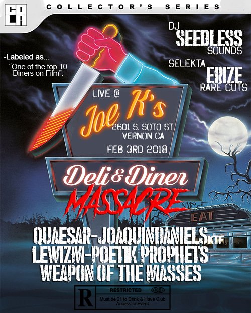 quaesar's tweet photo. We be butchering Sounds Live Feb 3rd in the #CityOfVernon at an LA Landmark. Come thru & get your ears Slayed! @joaquindaniels @PoetikProphets @Delta9mcs @SEEDLESSBBV @ERIZEONE1 #WOTM #undergroundhiphop #Hiphop #HiphopShows #RimeFytahs #COLACREW @ProjectBlowed #HCSHD https://t.co/d8IGVB5to6