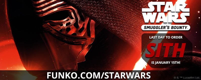 OriginalFunko's tweet image. RT &amp;amp; follow @OriginalFunko for a chance to WIN a Smuggler's Bounty SITH box!
📦 The SITH box closes January 15th. Reserve now: funko.com/starwars