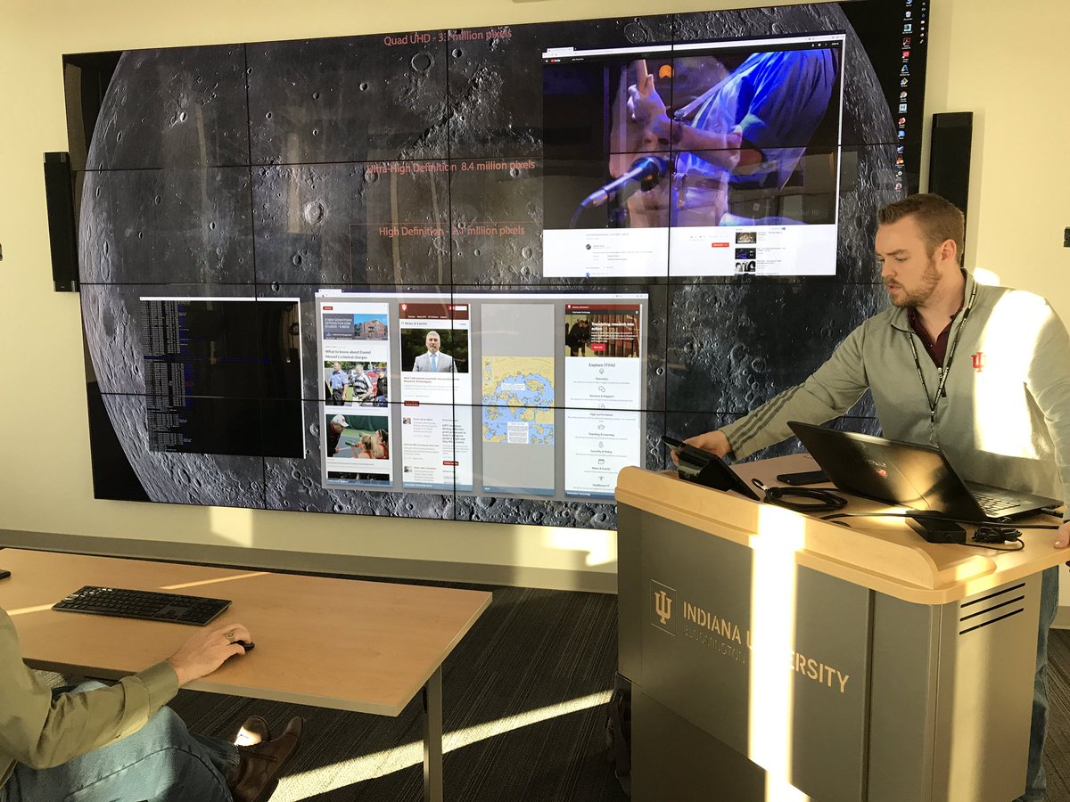 JohnTGordonIU's tweet photo. Don't mind us, we're just over here playing with 33 million pixels #IUB #LuddyHall https://t.co/oZp1Xvm8ff
