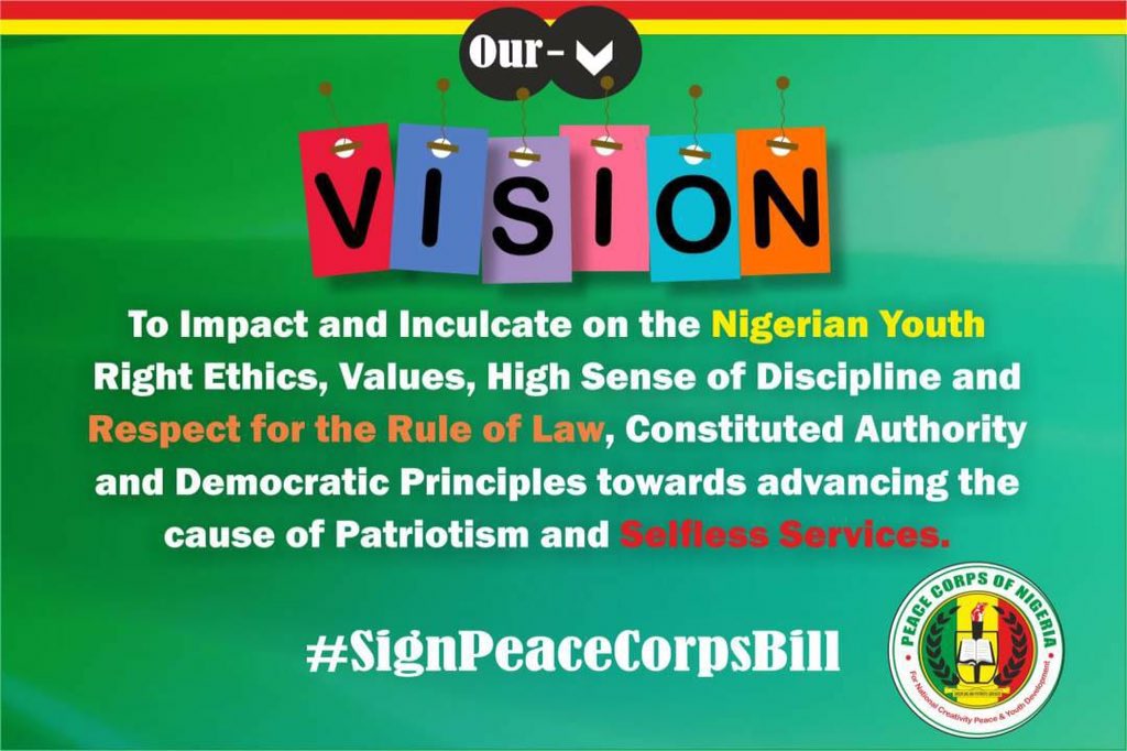 kingsley_obiako's tweet photo. Challenges of under development, Youths impotency, & geometrical increase in social decadence in our dear Nation can be eradicated when the future holders are given opportunity to make their contributions through a platform such as the Peace Corps of Nigeria. #SignPeaceCorpsBill https://t.co/cNfh5QoO7C