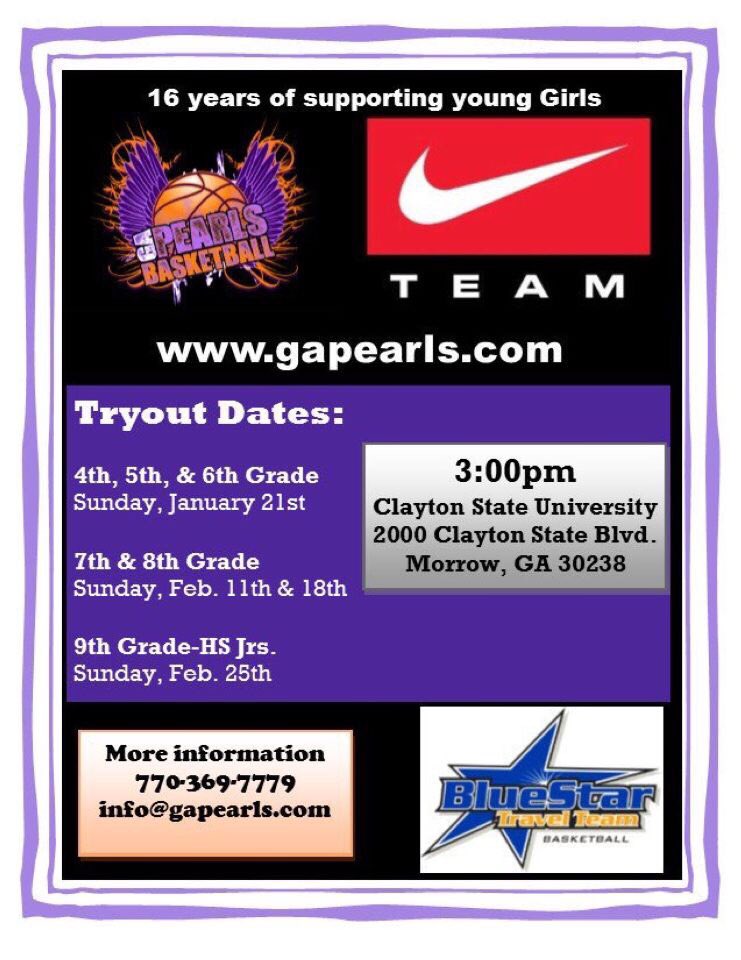GA Pearl elementary school tryouts 1/21/2018 and 1/28/2019 come join the Pearl Family!!!
