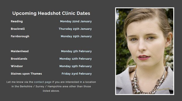#News
Check out the new dates and locations for my Headshot clinics in the Thames Valley area.
See my website (link in bio) for more details.
#FarnBiz #BusinessBiscotti #SmallBiz #Photography #SmallBusinessSaturday