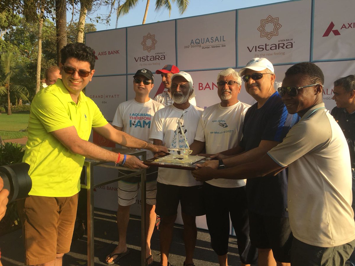 Aquasail's tweet photo. #AxisBankCEOCup: Cheers to an AWESOME day of #Sailing
#GoaSailing #Aquasail #GrandHyattGoa
#Sail #SailWithUs
#ExtraordinaryWeekends
#AxisBank #AquasailIndia @GrandHyattGoa @airvistara @TourismGoa https://t.co/VUoF64Fm8U