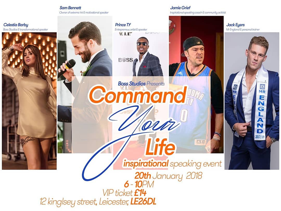JackEyers's tweet photo. **Command Your Life**
I am super excited to talk at @boss_studios_vip motivational speaking event tonight 6pm-10pm
#getinvolved #getinspired #motivation #believe #achieve #1man1leg1mission #bossstudio #leicester #mrengland2017 #mrworld2018 https://t.co/XDLQRw6H4z