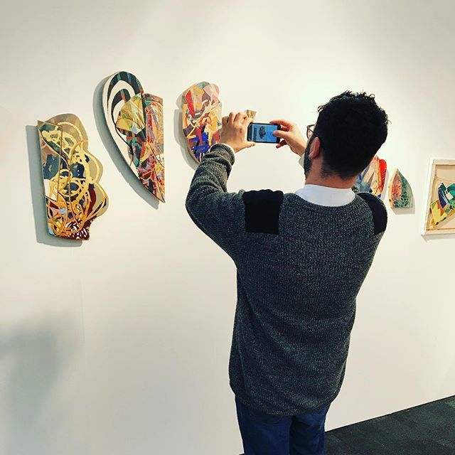 joannabryant's tweet photo. Art is for sharing, particularly when it is hung so lyrically.  Take a snap of Ruth Solomons intriguing wall of constructed paintings @londonartfair this weekend.
#curatedspace #ruthsolomons #paintingconstruction #offthewall https://t.co/PpDHRXypwB https://t.co/WBEK0SbpG9
