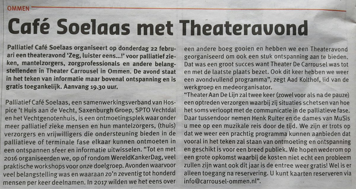 Als u deze week <a href="/TorenHardenberg/">Weekblad de Toren</a> hebt gemist dan hebt u ook bijgaand artikel over onze #theateravond niet gezien en dan weet u dus ook niet hoe u zich #gratis kunt aanmelden. Dat vinden we jammer dus vandaar...