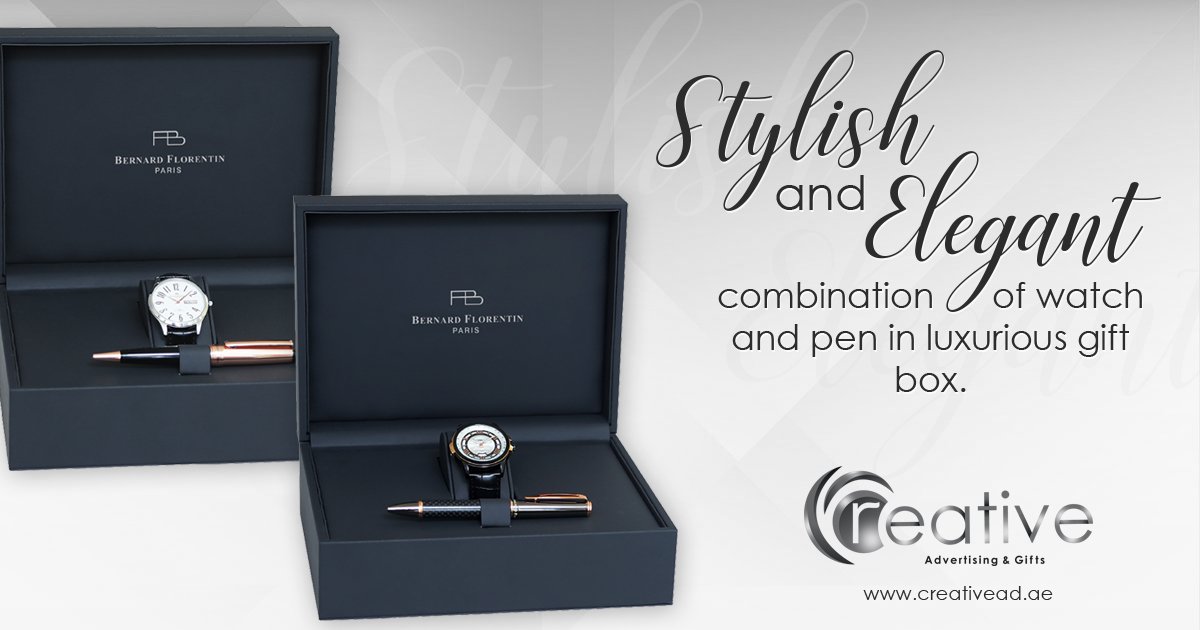 creativeadgifts's tweet photo. Stylish and elegant combination of watch and pen in luxurious gift box. 
For inquiries, contact us at 042737381 or email us at info@creativead.ae #corporategifts #giftitems #executivegifts #dubai #uae https://t.co/BJKXzlFbDb