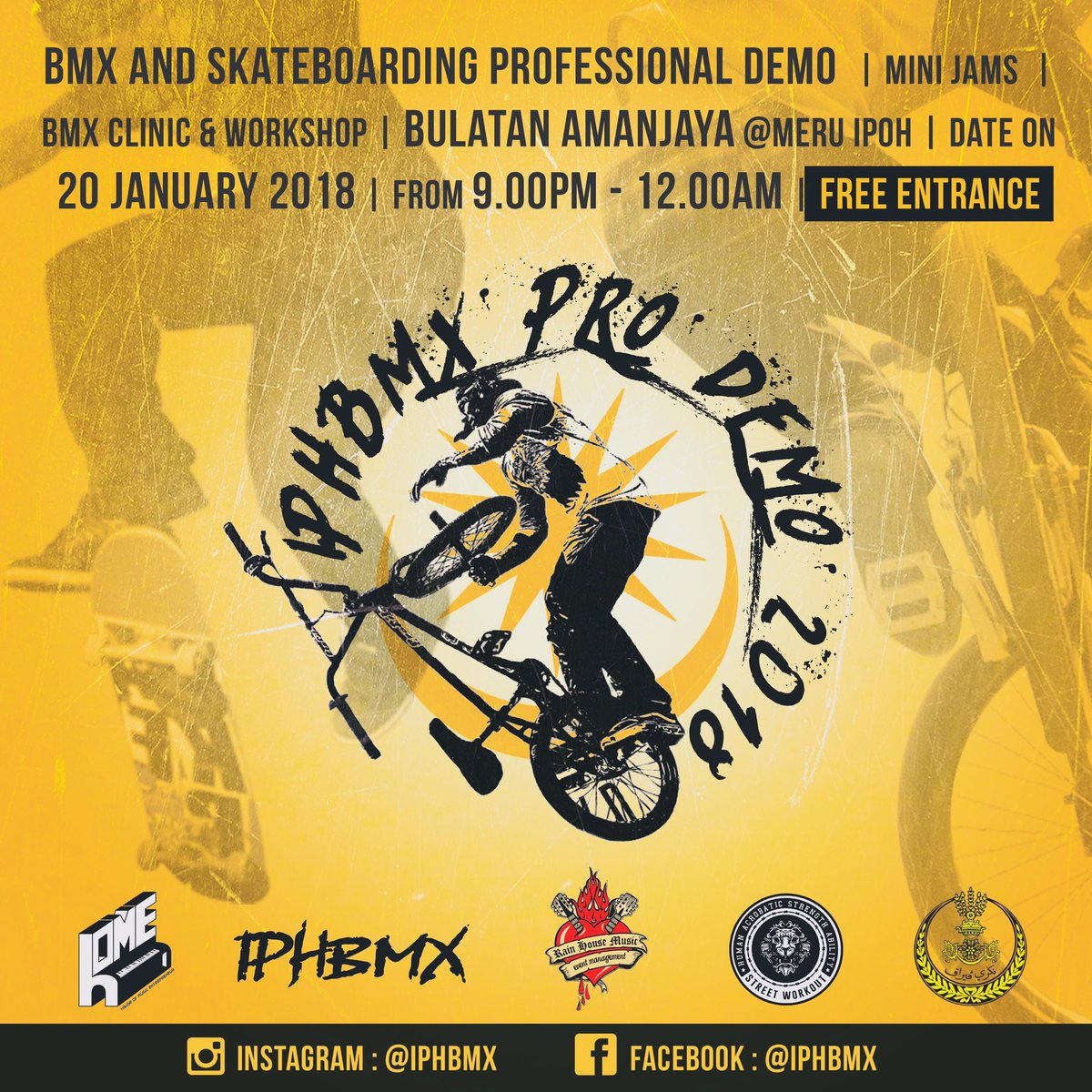 IPHBMX's tweet photo. IPHBMX PRO DEMO 2018 COME AND MEET US .. SEE YAAHH 🔥🔥🔥 .....

#iphbmx #bmx #sukma2018 #ipoh https://t.co/pzTgsB8QYO