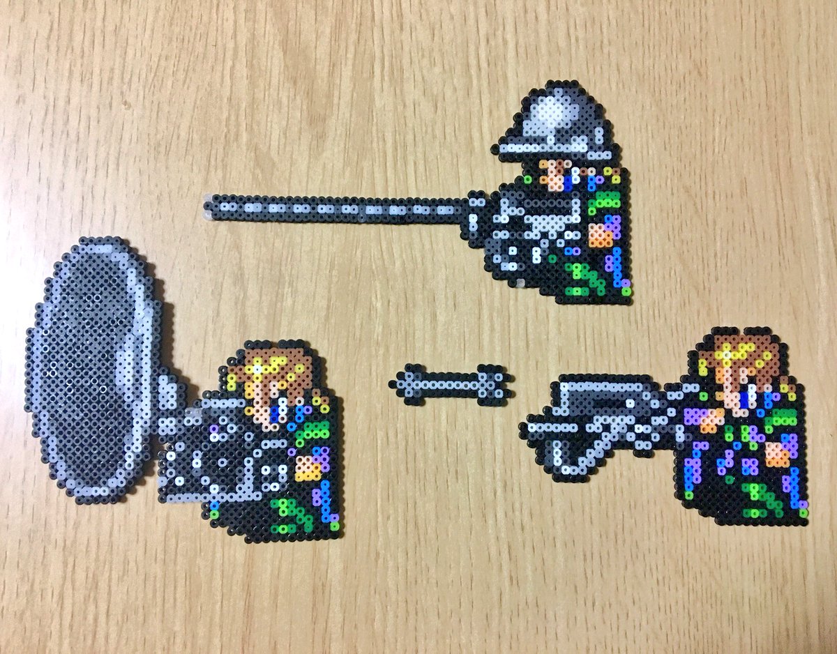 ゆの 今日のアイロンビーズはff6からエドガー ドリル オートボウガン ブラストボイス です Ff6 ファイナルファンタジー アイロンビーズ