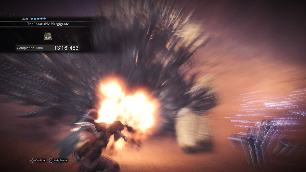 lune_enfants's tweet image. At last, after hours trying...Finally beat Nergigante. @monsterhunter #NoobHunter #PS4share