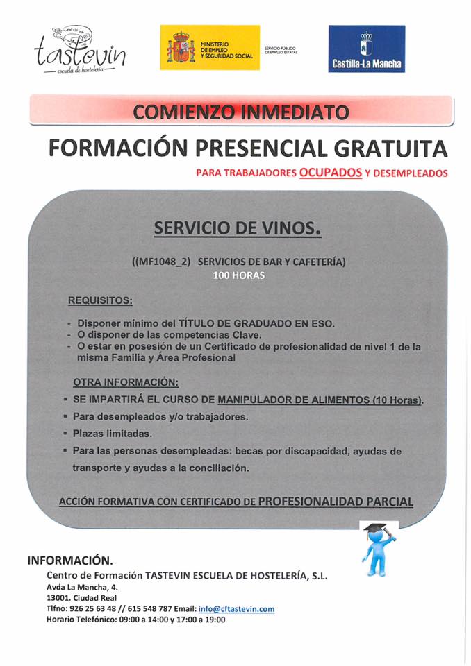 Con este  Módulo podrá servir vinos y ofrecer su información 

- Diferenciar los tipos de clientes y técnicas de venta de vinos más efectivas. 
- Realizar catas de los vinos, identificando sabores y características, empleando el vocabulario

¿Te gusta el vino? Este es tu sitio 😀