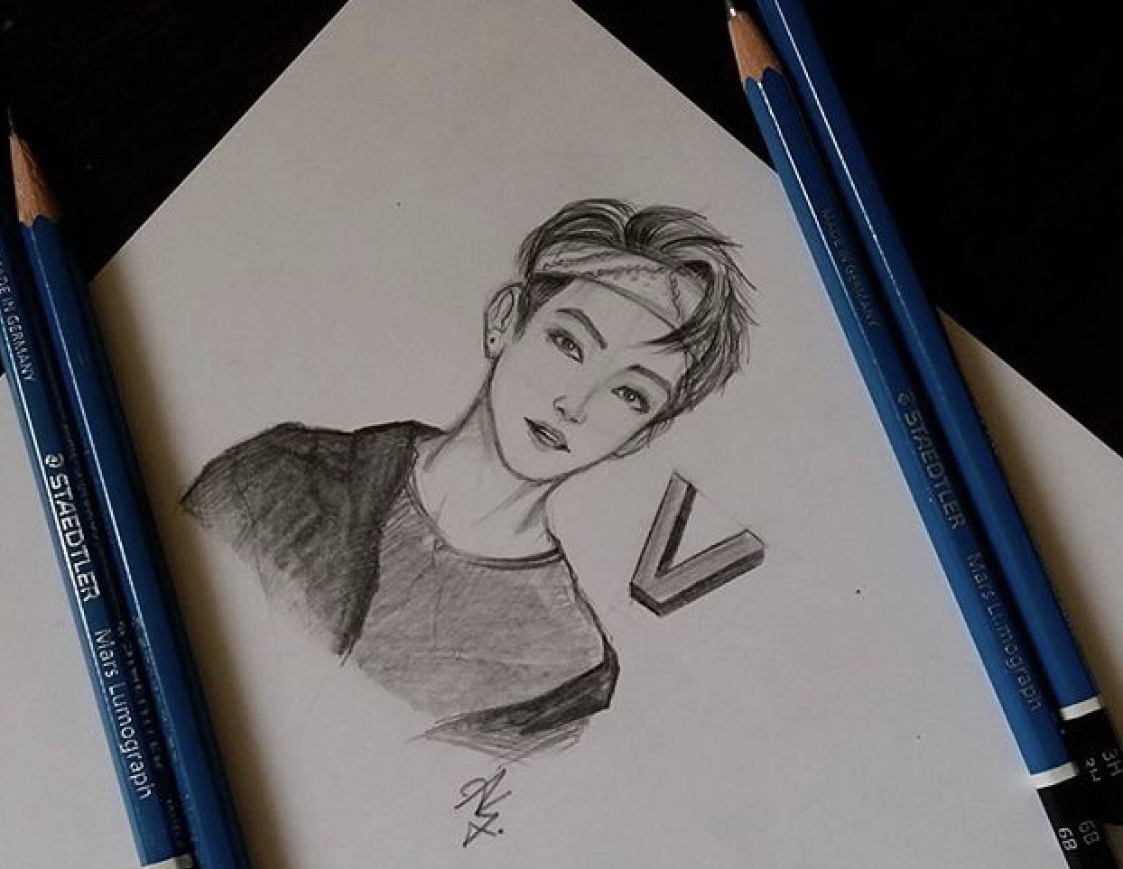 V BTS Drawing Beautiful Image - Drawing Skill