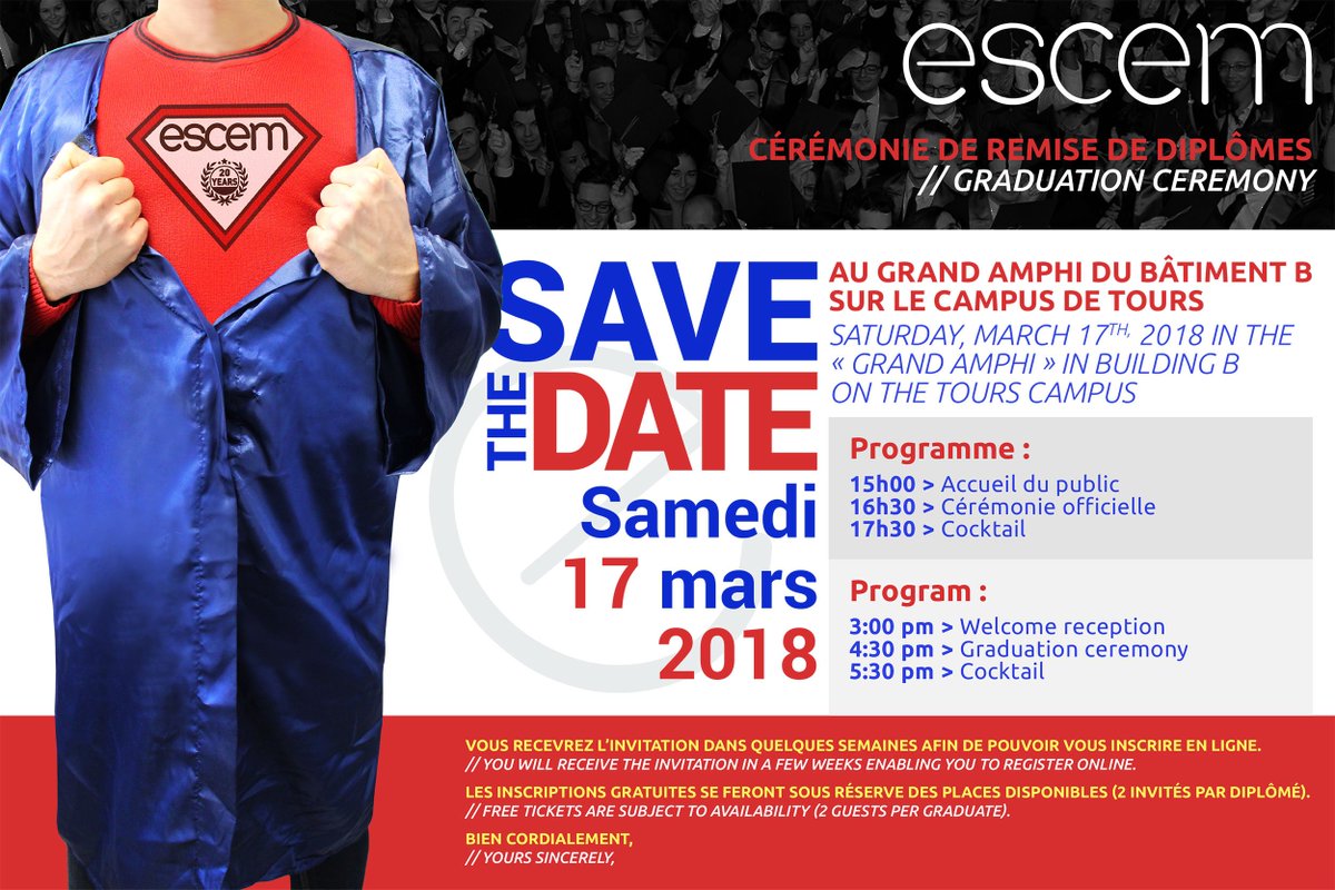 ex_escem's tweet photo. 📣📣ESCEMIENNES - ESCEMIENS !! 📣📣
Attention la remise des diplômes édition 2018 arrive !!!! ✌️✌️ https://t.co/YStJiUAAKc