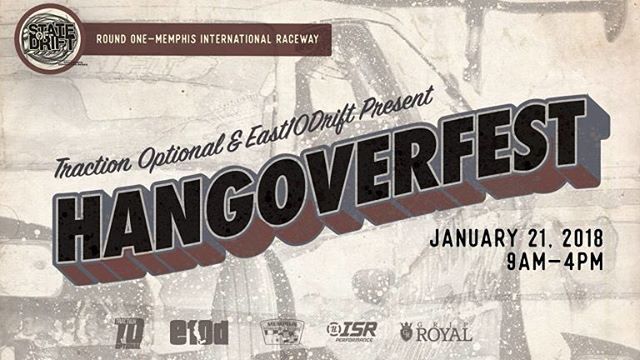 East10Drift's tweet photo. Who’s ready for #hangoverfest2018 ??? See you there for @stateofdrift round1! @cosmisracingusa @griproyal @4xspower @haltechecu @affirm_consulting @tractionoptional @streetwisedrift #east10drift #tractionoptional #getrekt👉🏽👌🏽 https://t.co/CZKFyY4nng