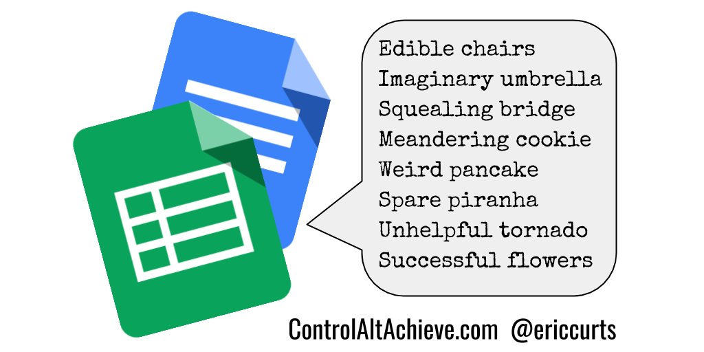 Eric Curts on Twitter: "Random Writing Prompt Generator with Google Sheets #edtech https://t.co/NVdr5fktPD"