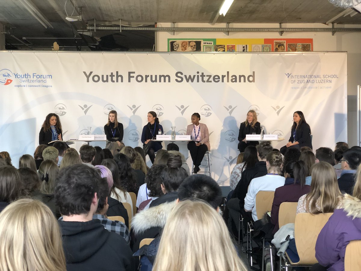 YouthForumCh's tweet photo. #YFS2018 #YFSEqu @EliCamilla @NoniHlophe @CynthiaCastro @carleybarnhart Kristina Dalesio, Meade Harris - discussing Gender equality https://t.co/sJVLQ6LWms