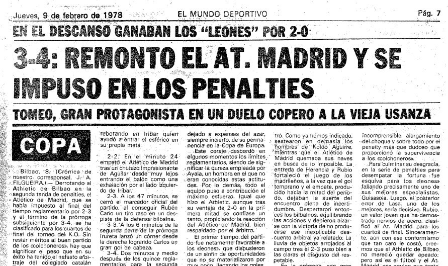 StatsAtletico's tweet image. Tan solo en 1 ocasión de 9, el Atlético ha remontado un 1-2 como local en la ida. Fue en 1978 contra el Athletic ganando 3-4 en San Mamés en la prórroga.  Y posteriormente 5-4 en los penaltis.