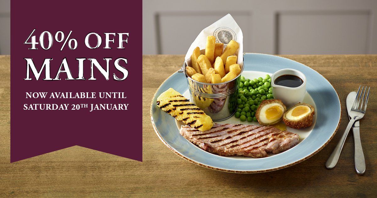 To give you that little midweek boost, we’re EXTENDING our 4O% off mains until Saturday 20th January - just show this when placing your order and tweet us to book! 🎉