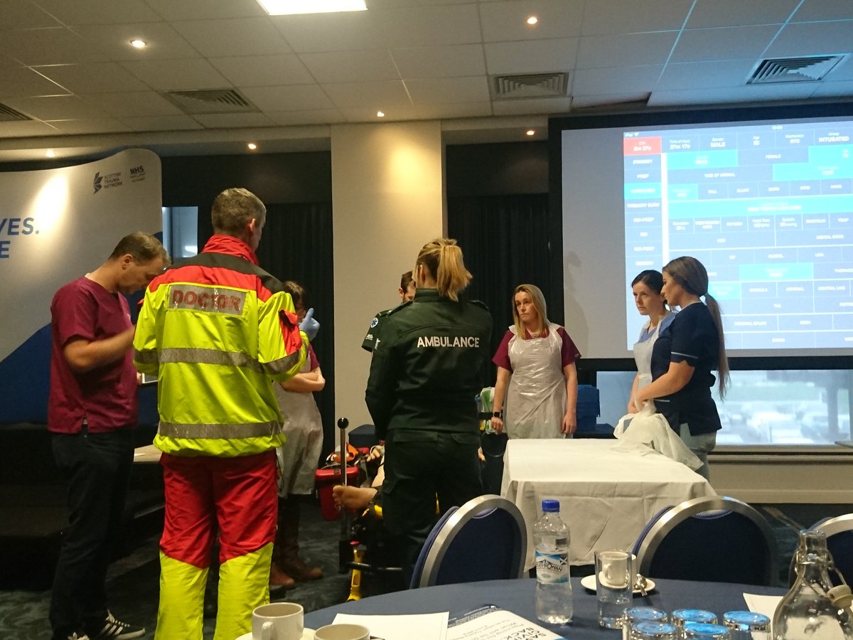 Volteral's tweet photo. @ScotTraumaNwk the #traumatic injured patient journey continues with structured #ATMIST patient handover from #prehospital to #ED using #TraumaApp #ScotTrauma2018 https://t.co/vHu17q0Gmd
