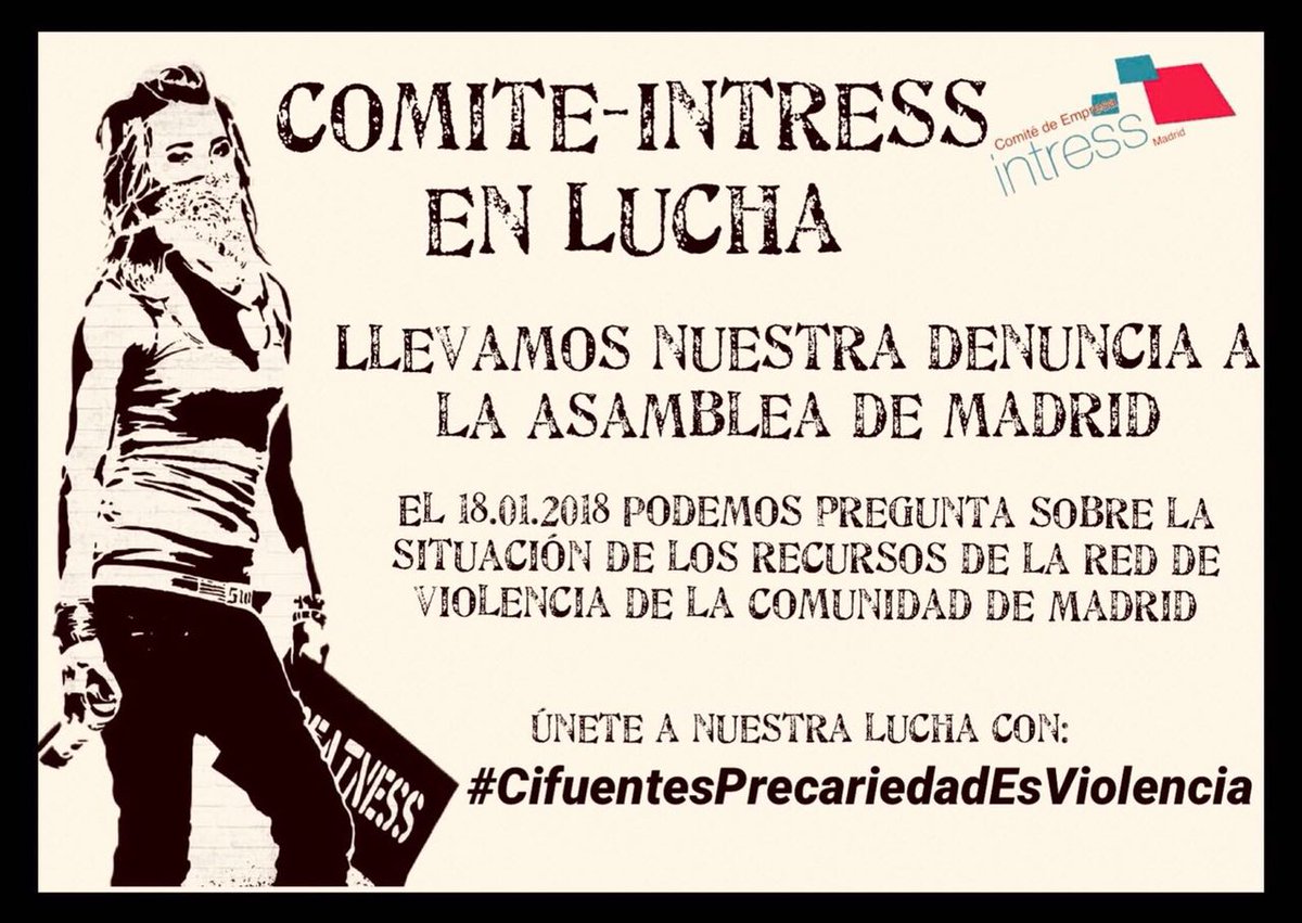 ruthgrass's tweet photo. Solidaridad con el Comite-Intress que lucha por mantener unos servicios de calidad en el servicio a las mujeres víctimas de violencia de género. Han salido los pliegos de condiciones y priman el abaratamiento de los costes con lo que ello implica #CifuentesPrecariedadEsViolencia https://t.co/GnHcvmcYgo