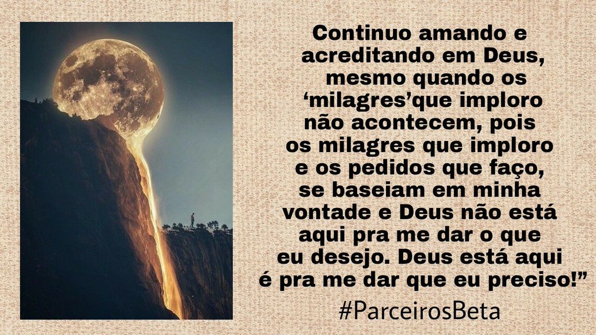 Deus maravilhoso, sempre a contento!
#ParceirosBeta
@ ParceirosBeta