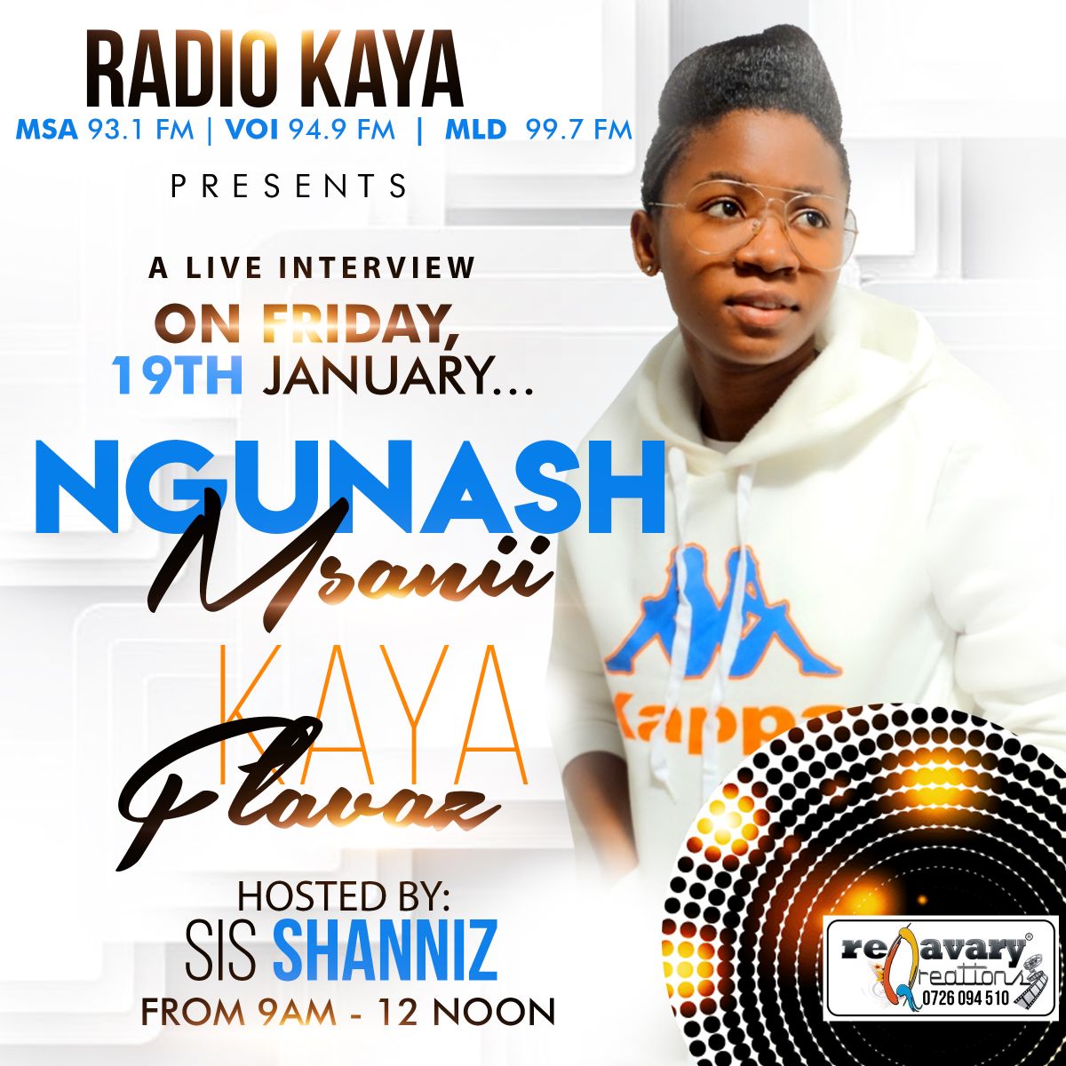 Sis_Shanniez's tweet photo. Kesho manenos...
Usikose #kayaflavaz (09am-12pm) ndani ya @RadioKaya Msanii @NgunashMsanii atakua ndani ya studio. Sambaza ujumbe.
@ElvsJunior @veronicahmaria3 @MARLEYJOSEBU1 @ElvsJunior @BaloziTeddy @obodizo @SChitsunyu @deechakazee @CharoKatana5 @Mombasawhatsap2 @MfalmeMooher https://t.co/Hnjr7bZiuw