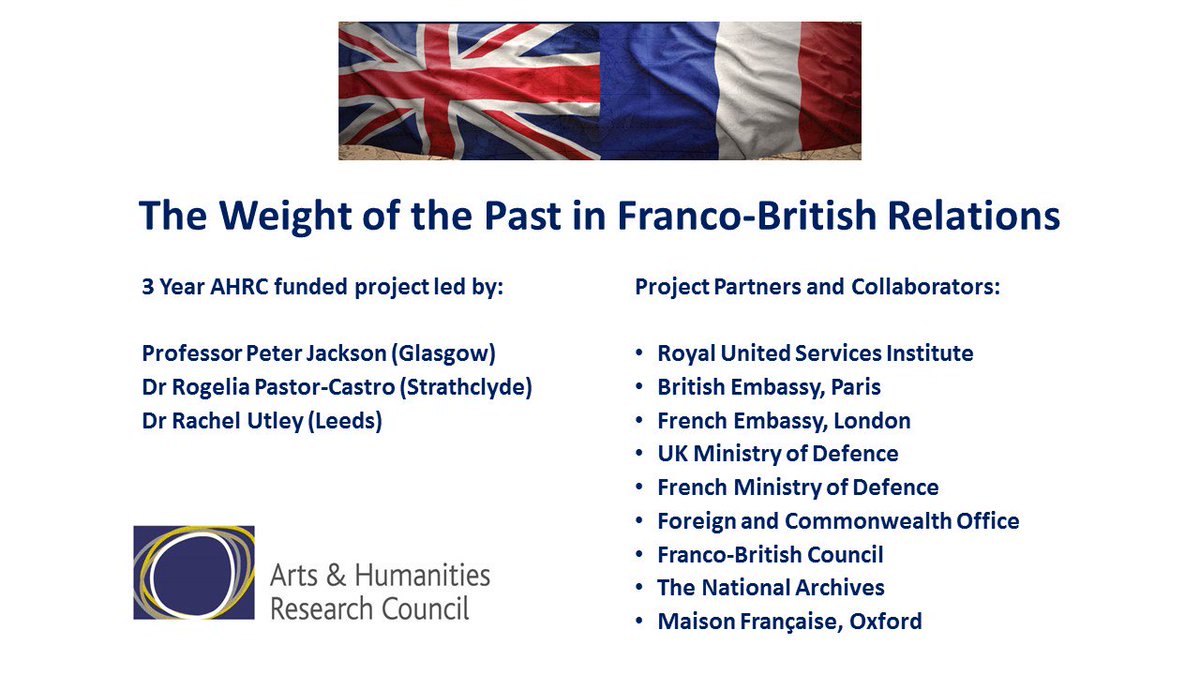 RogeliaPC's tweet image. Delighted to announce, especially on #UKFRSummit day, that Peter Jackson, Rachel Utley and I have been awarded @ahrcpress research grant for our project on ‘The Weight of the Past in Franco-British Relations.’ We look forward to working with #twitterstorians and project partners.