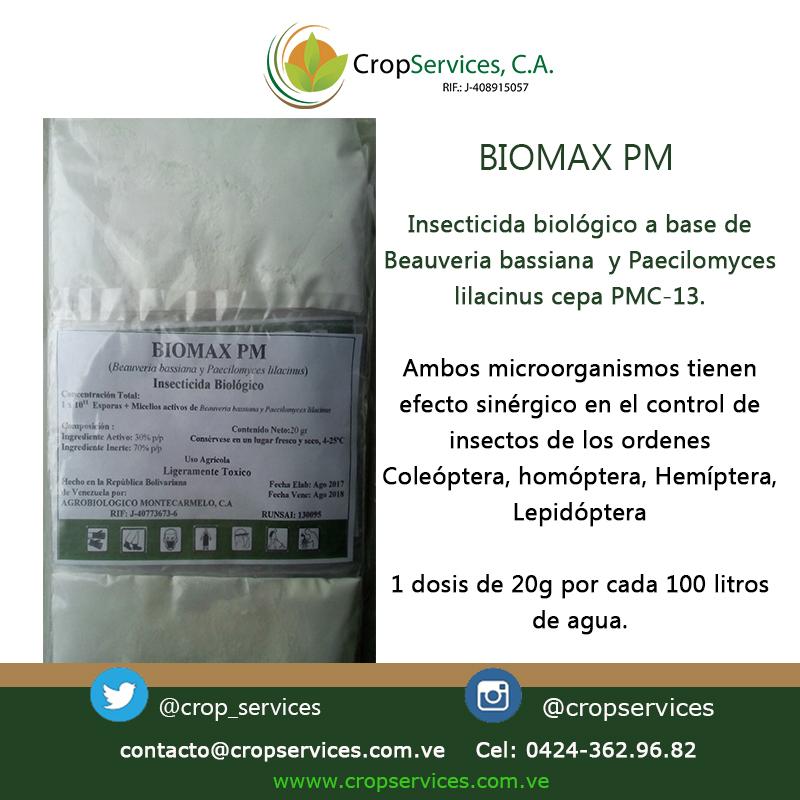 crop_services's tweet photo. BIOMAX es un producto que aprovecha el efecto sinérgico que existe entre Paecilomyces lilacinus y Beauveria bassiana para el control de insectos plaga de los ordenes Coleóptera, homóptera, Hemíptera y Lepidóptera. Solicitalo al 0424-3629682 contacto@cropservices.com.ve https://t.co/2viK3zkcKe