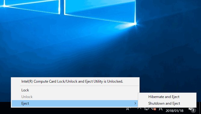 littlebeansinfo's tweet image. インテルのサイトからCompute Card向けのソフトをインストールしたら、Windows上からカードのイジェクト（シャットダウン）ができるようになった #computecard downloadcenter.intel.com/ja/product/121…