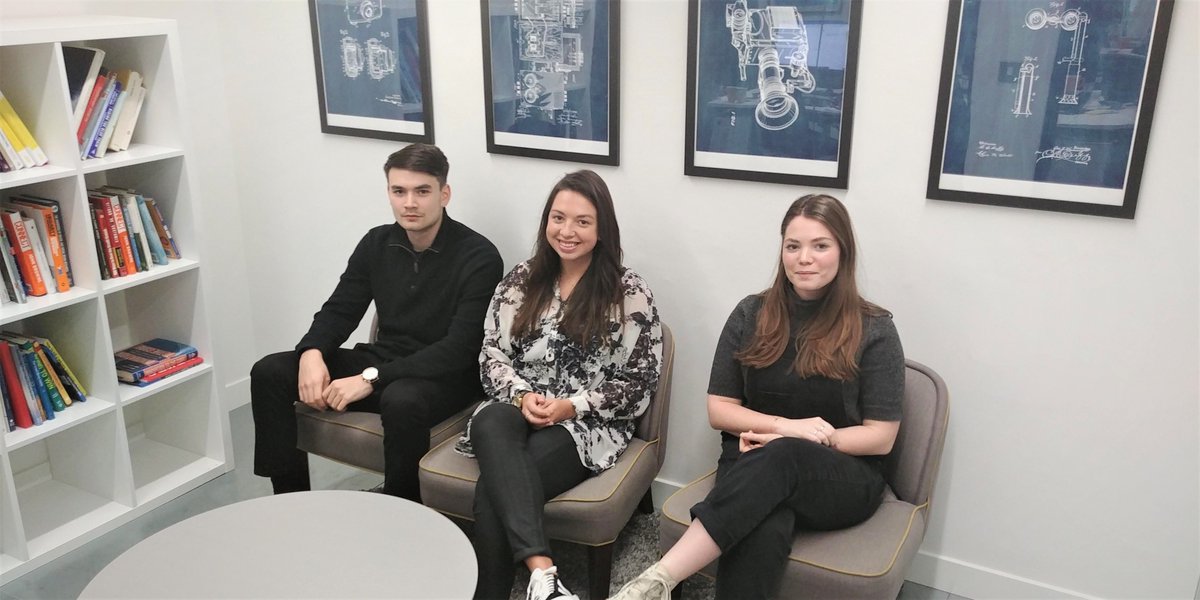 Eulogy_London's tweet photo. Our #interntoperm programme is in full swing & each of our interns are settling in nicely. From left to right, say hello to Ben, Carys and Natalie. Expect to hear a lot more from them soon, and find out how you can apply to be part of the experience here: https://t.co/4jfVjrSNCu https://t.co/SAgWN8Ees4