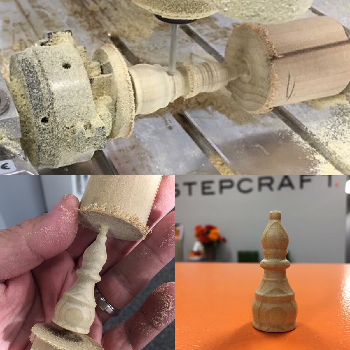 Stepcraftinc's tweet image. Use the 4th axis to carve curved!! #STEPCRAFT #CNC #4thaxis stepcraft.us • info@stepcraft.us #thinkitmakeit #stepcraftcnc