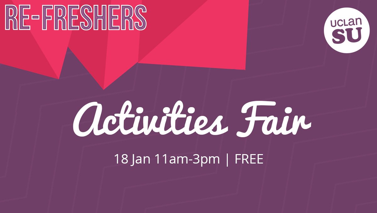 Can't wait for the @UCLanSUActivity Fair today!! uclansu.co.uk/events/activit…