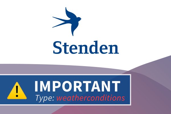 Update Western storm: orange code for Northern provinces. Follow the updates concerning our measures on availability of our facilities and services via: stenden.com/en/alert/alert… #storm