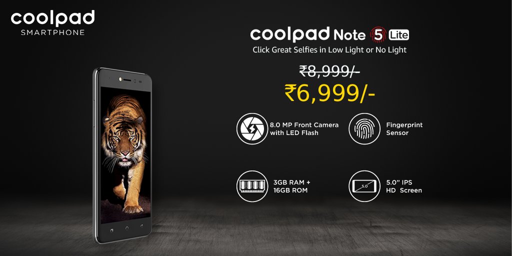 CoolpadInd's tweet photo. Life isn't perfect but your selfie can be. 

Click amazing selfies with Coolpad Note 5 Lite, it sports an 8MP front camera with LED flash. Now available at jaw-dropping price of Rs.6,999/-

Click here for more - https://t.co/QEQxhUpGZK https://t.co/c9GAFgdwx6
