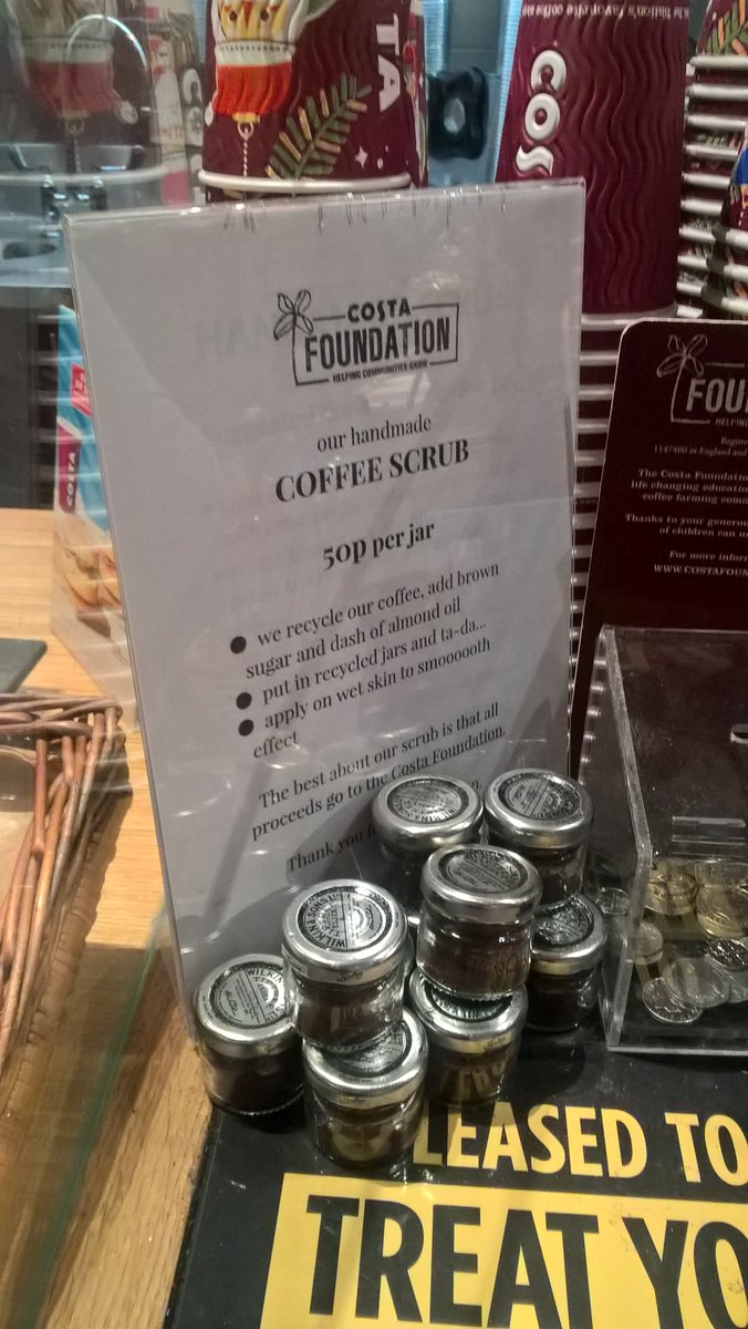 Stef_Coastal's tweet photo. @CostaCoffee Innovative use of recycled coffee. ☕ Proceeds @costafoundation help grow coffee growing communities thru #education #uplands https://t.co/gASniJg7hG