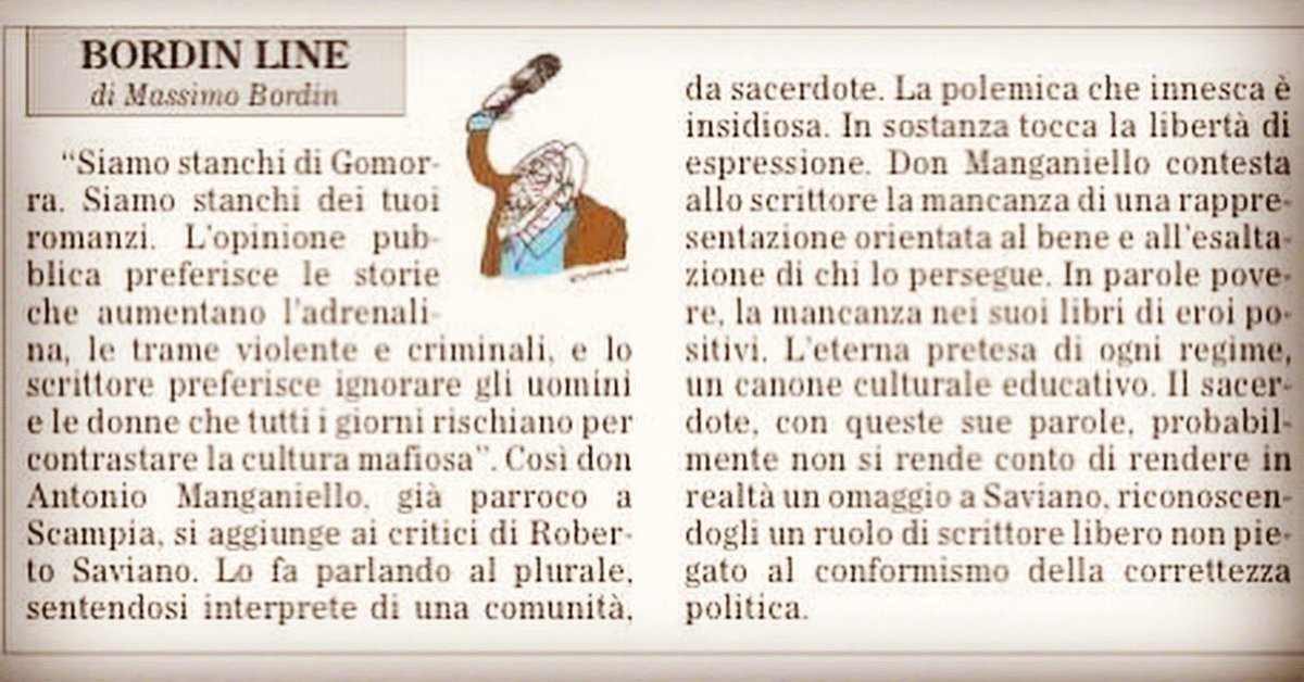 robertosaviano's tweet photo. E proprio quando stavo per convincermi a occuparmi di cuccioli di gatto, arrivano quelle critiche che invece mi fanno capire che forse sono davvero uno scrittore. E scrivere, nonostante chi ha problemi ad accettare il concetto stesso di libertà di opinione e di espressione. https://t.co/QWiEcTPyjP