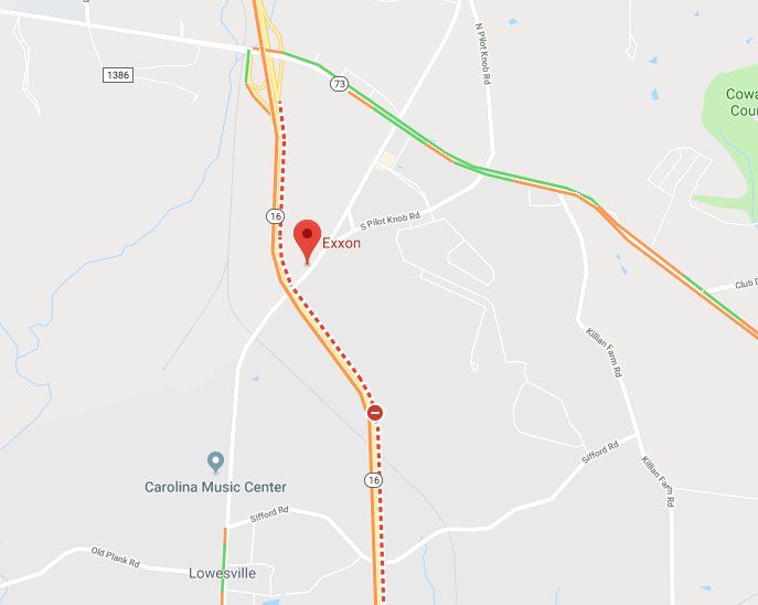 Clt_TrafficGuy's tweet photo. ►#Lowesville Road Conditions...I spoke to a nice man at the Exxon station on NC 16 near NC 73.  He says the roads are slick but passable.  There are folks out driving.  So if you must go out, give yourself time to get there, and time to stop.
#CltTraffic #Charlotte https://t.co/T5TwkFa58M