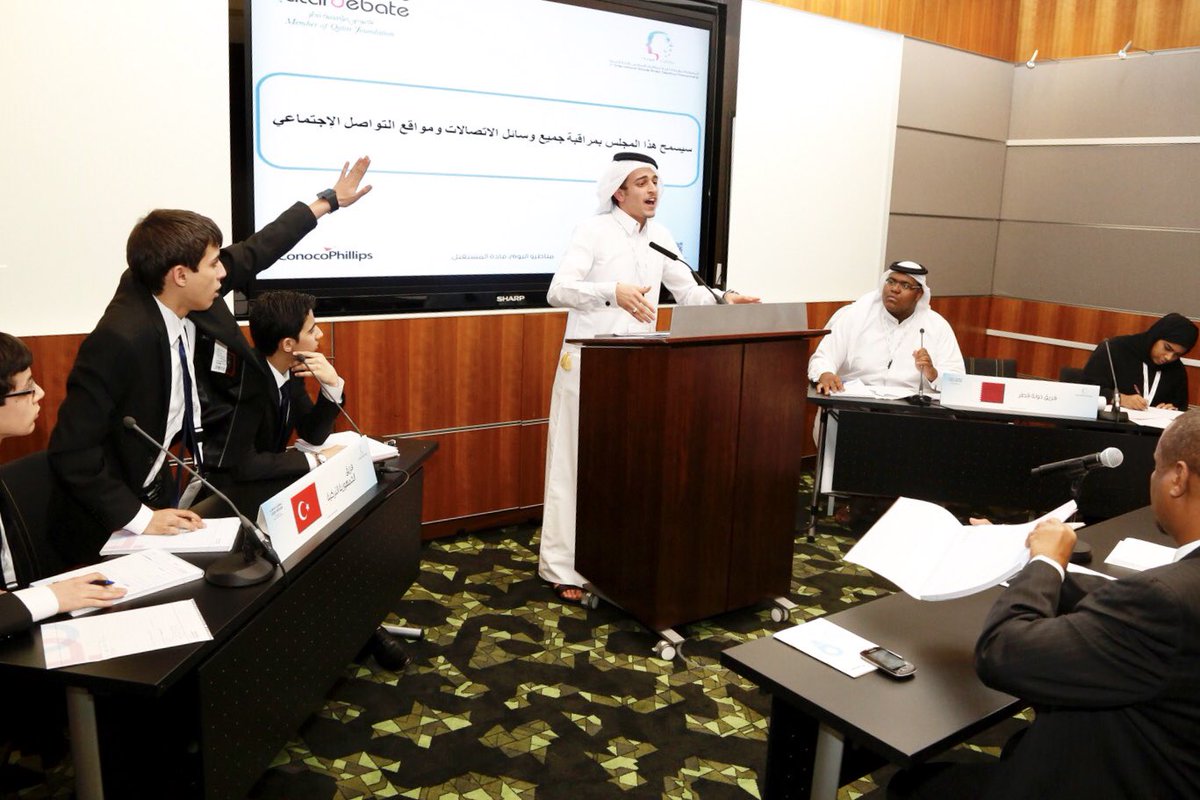 QatarDebate's tweet photo. One of the debate rounds in the 2nd International Schools Arabic Debating Championship back in 2014, between Team Qatar and Team Turkey, the team that ended up winning the championship title.

#QDArchive https://t.co/4z5vL3eI6o