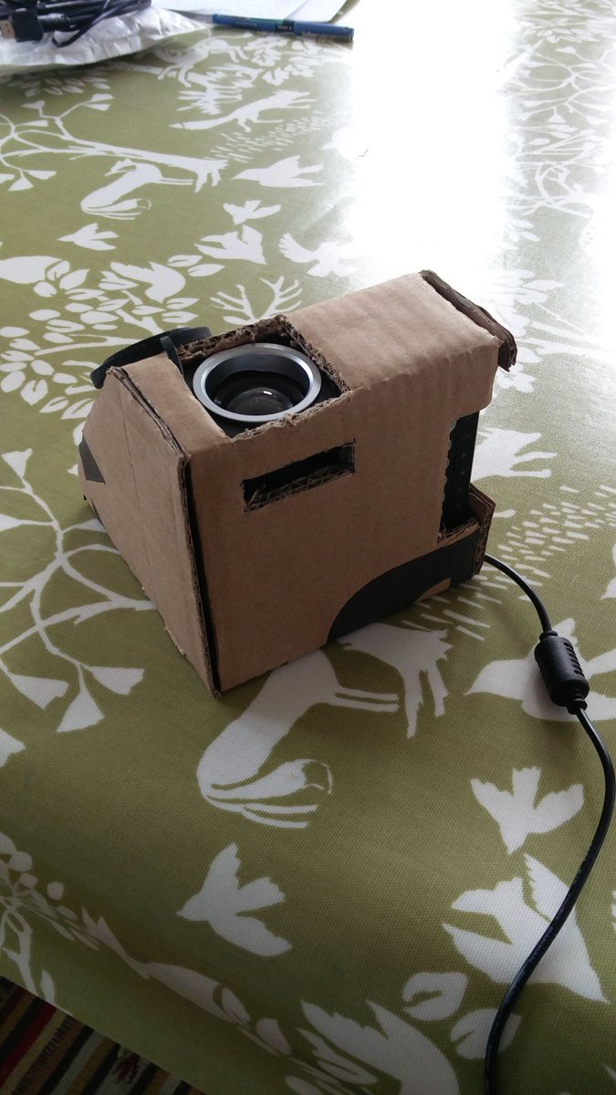 AlexDWood's tweet image. Made this Retropie-based game console with a Raspberry Pi Zero W and cheapo projector. The case is only cardboard but Nintendo just made that ok