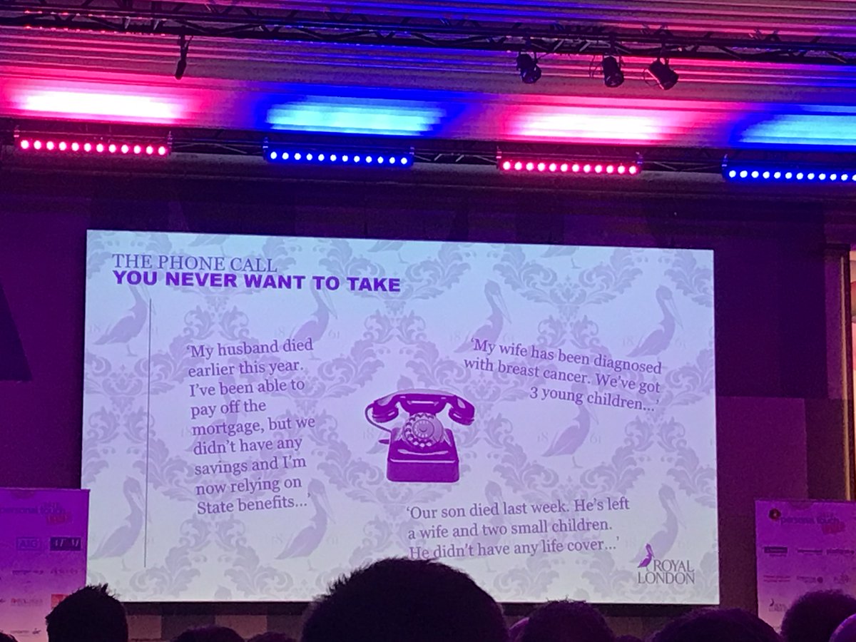 Louise_Evans_'s tweet photo. The phone call advisers never want to take.... great presentation today by Royal London #protectionneeds #PTLIVE2018 @PTFS_JoinUs https://t.co/kjsLHmh1lq