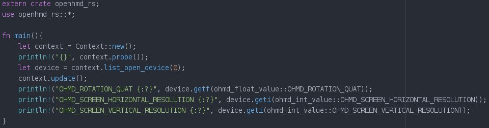 The_HellBox's tweet image. So, I finished working on my safe @OpenHMD bindings for Rust.
Crate: crates.io/crates/openhmd…
Git: github.com/TheHellBox/ope…

Also, 1 week ago I finished my unsafe bindings: 
crates.io/crates/openhmd… 

#rustlang #OpenHMD