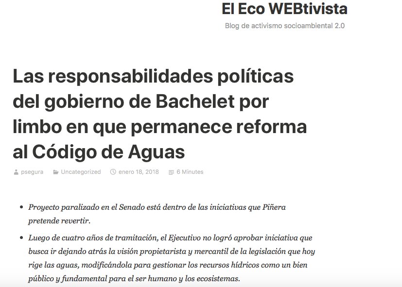 despiertaAYSEN's tweet photo. Las responsabilidades políticas del gobierno de Bachelet por limbo en que permanece reforma al Código de Aguas https://t.co/u6mkYB58B0 https://t.co/pyXD1BQy5A