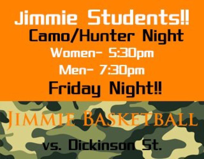 Jamestown_MBB's tweet image. Jimmie Students!! Come out in full force! 

Tomorrow night- Jan 19th

Women- 5:30pm
Men- 7:30pm

#GoJimmies #bigtimesupport