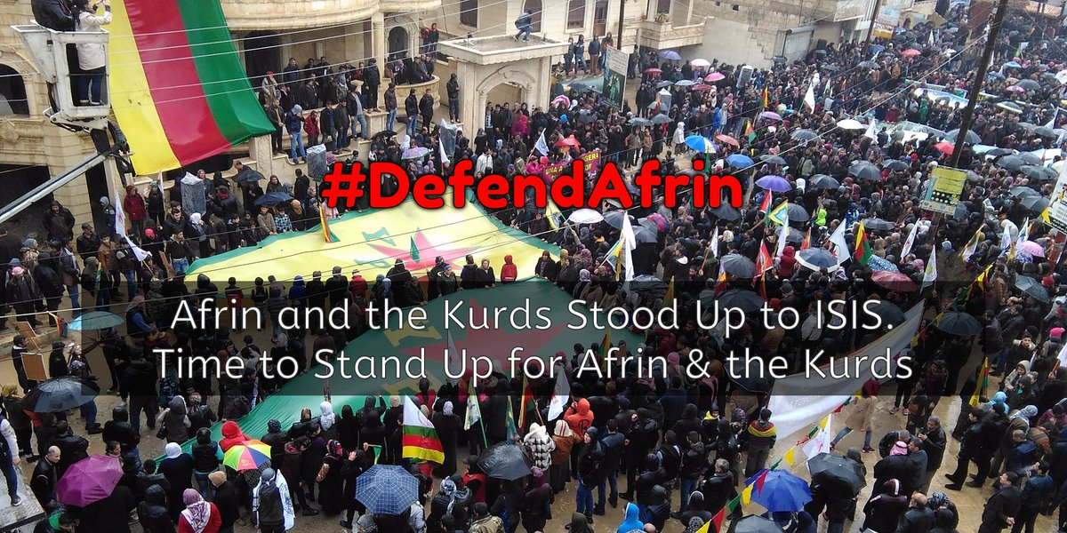 Hevallo's tweet photo. AFRIN &amp; THE KURDS stood up to ISIS. Time to stand up for Afrin &amp; the Kurds. Time to #DefendAfrin

Join our TwitterStorm tonight's hashtag is #DefendAfrin 

DEFEND AFRIN! https://t.co/pCwKP1AsII
