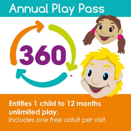 Our 360 Play Annual Play Pass is a great way to make the most of our great centres for frequent visitors. For £125 a year you can enjoy unlimited access to any of our six UK sites. The passes are assigned to a child and admit that child &amp; one free adult per visit.