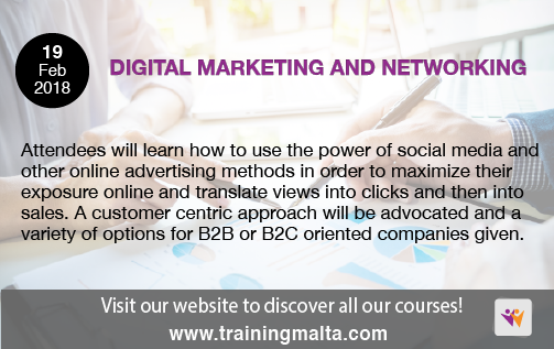trainingmalta's tweet photo. February 19, 2018.
Digital Marketing and Networking.
Email : kerry@trainingmalta.com
Website: https://t.co/RQCXNKcnin https://t.co/8s5Ql2uVjg
